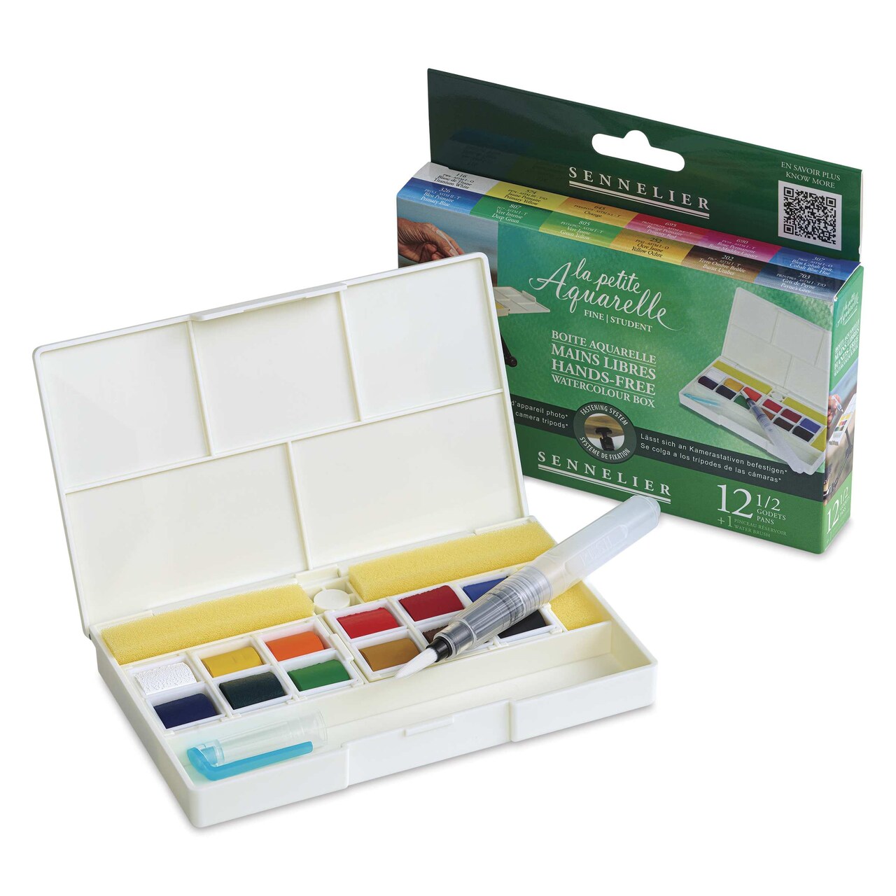 Sennelier La Petite Aquarelle Watercolor Half Pan Hands-Free Set - Set of 12, Assorted Colors